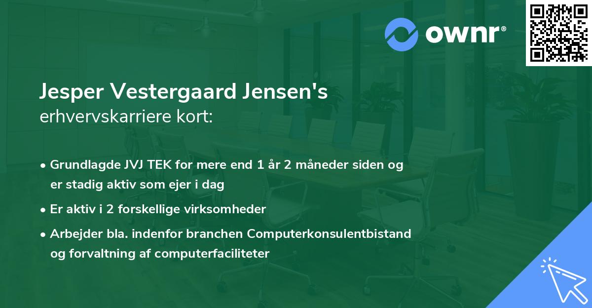 Jesper Vestergaard Jensen's erhvervskarriere kort
