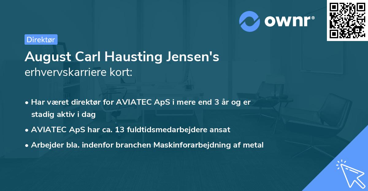 August Carl Hausting Jensen's erhvervskarriere kort