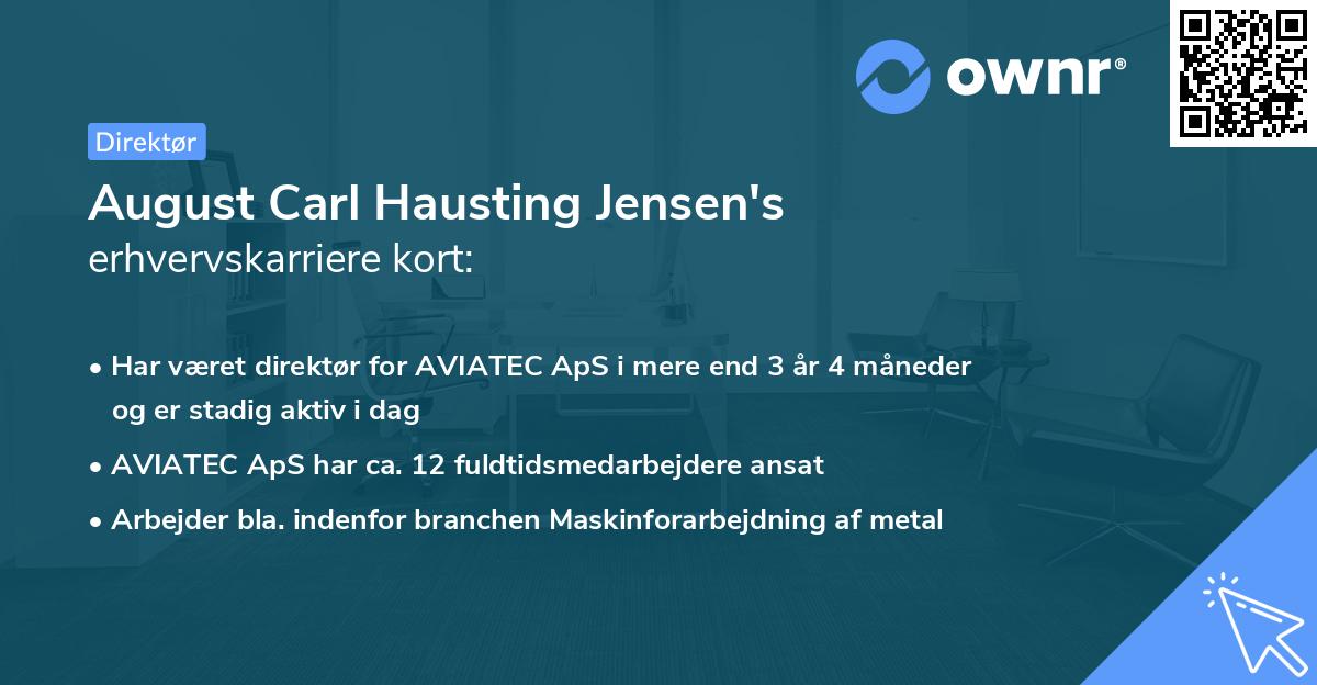 August Carl Hausting Jensen's erhvervskarriere kort