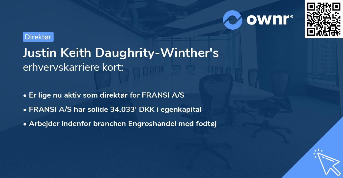 Justin Keith Daughrity-Winther's erhvervskarriere kort