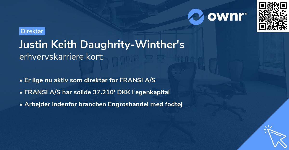 Justin Keith Daughrity-Winther's erhvervskarriere kort