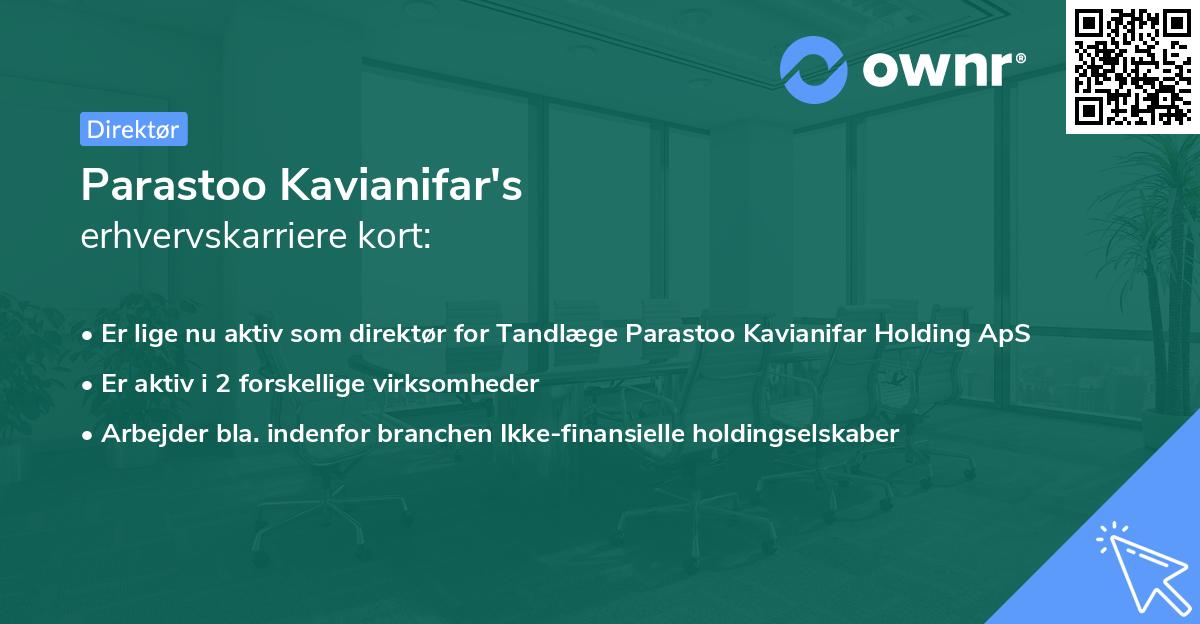 Parastoo Kavianifar's erhvervskarriere kort
