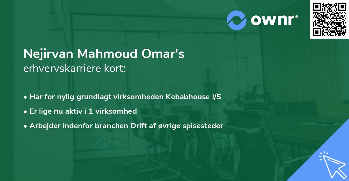 Nejirvan Mahmoud Omar's erhvervskarriere kort