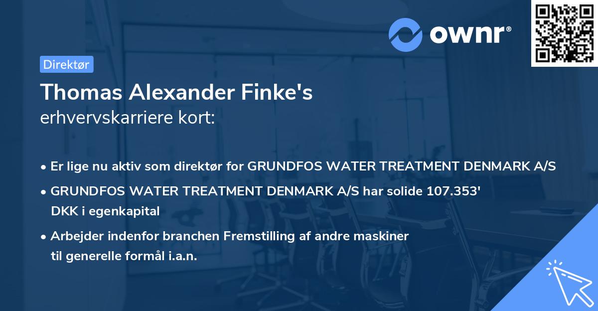 Thomas Alexander Finke's erhvervskarriere kort