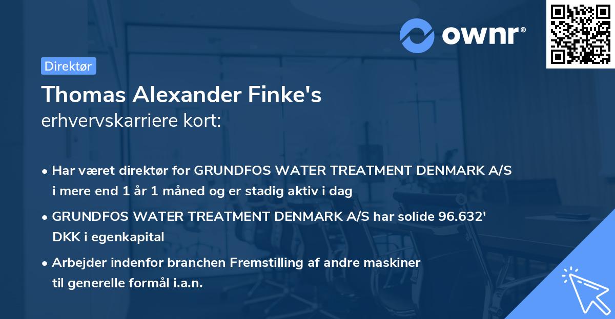 Thomas Alexander Finke's erhvervskarriere kort