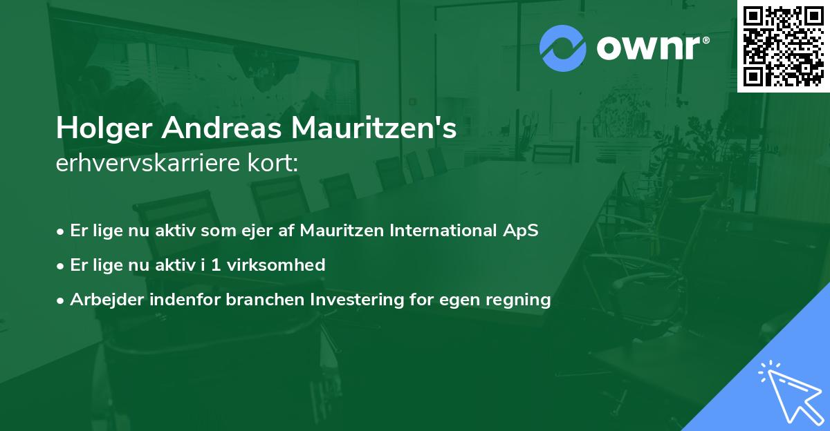 Holger Andreas Mauritzen's erhvervskarriere kort