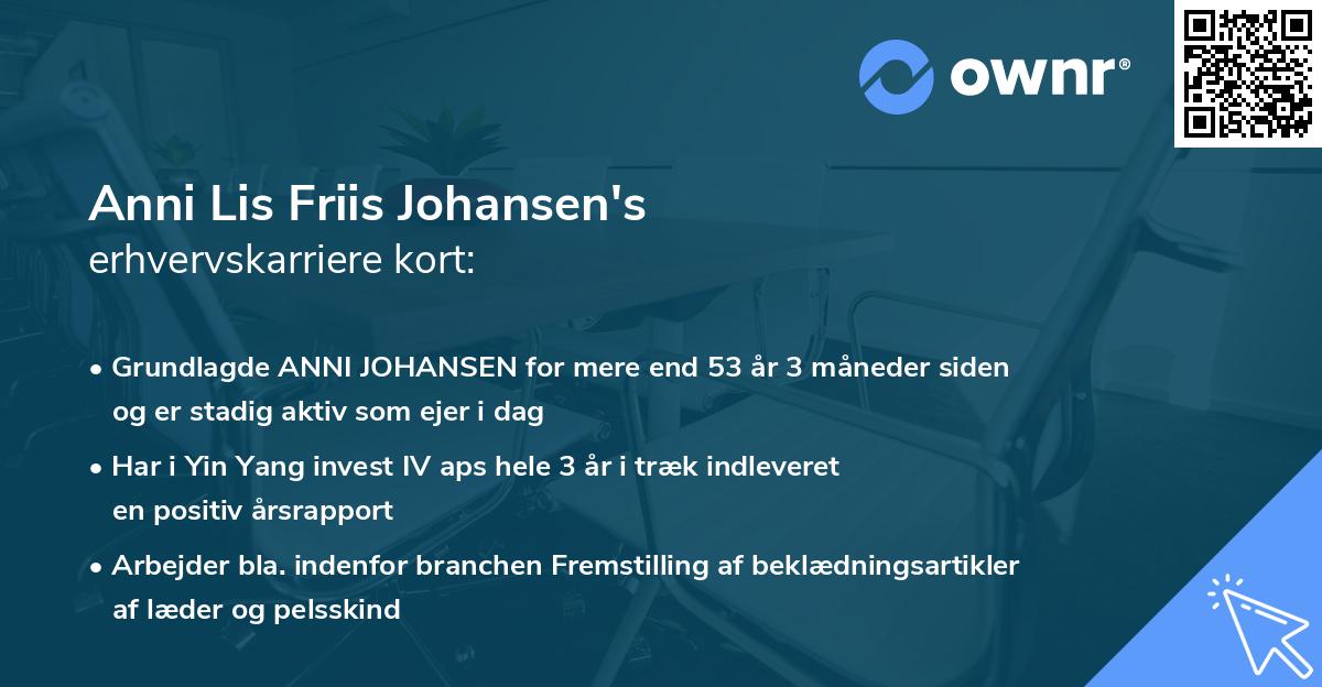 Anni Lis Friis Johansen's erhvervskarriere kort