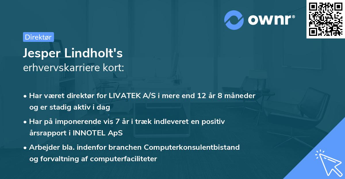 Jesper Lindholt's erhvervskarriere kort