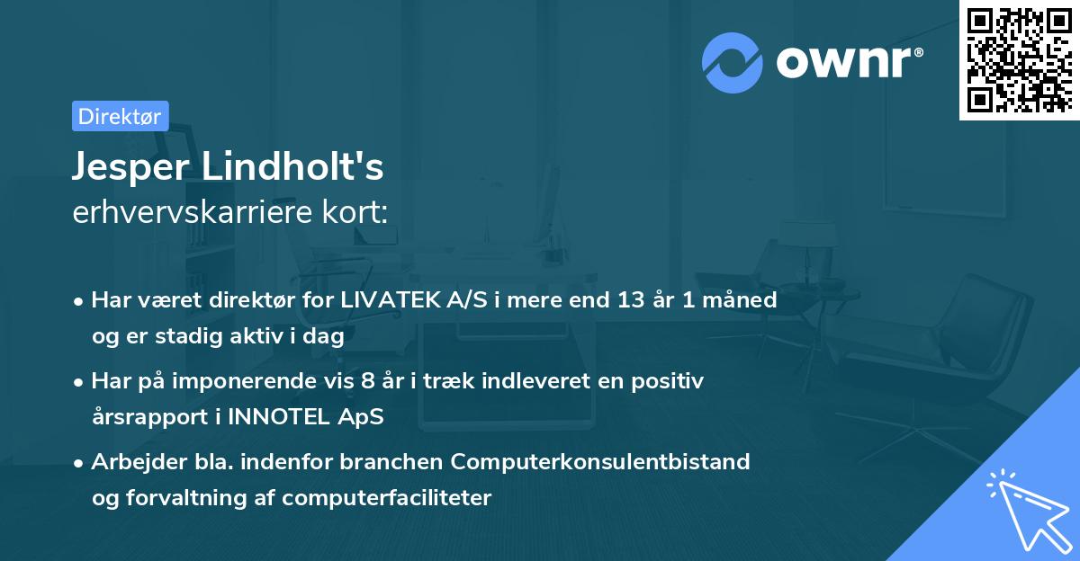 Jesper Lindholt's erhvervskarriere kort