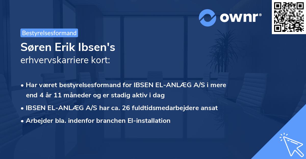 Søren Erik Ibsen's erhvervskarriere kort