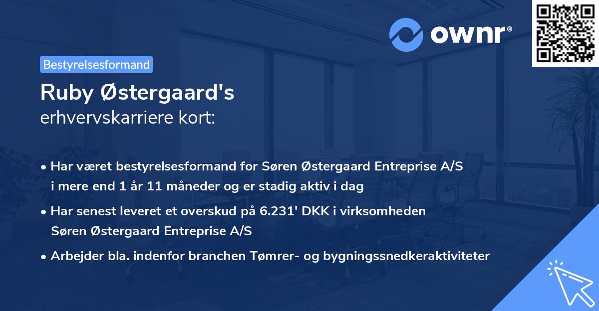 Ruby Østergaard's erhvervskarriere kort