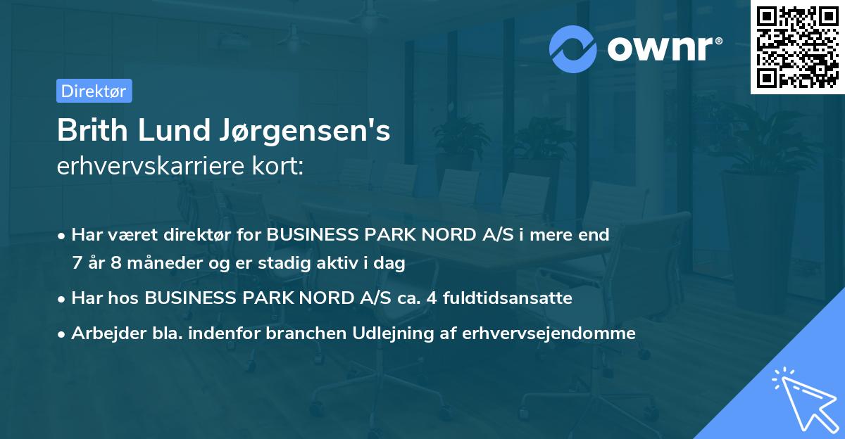 Brith Lund Jørgensen's erhvervskarriere kort