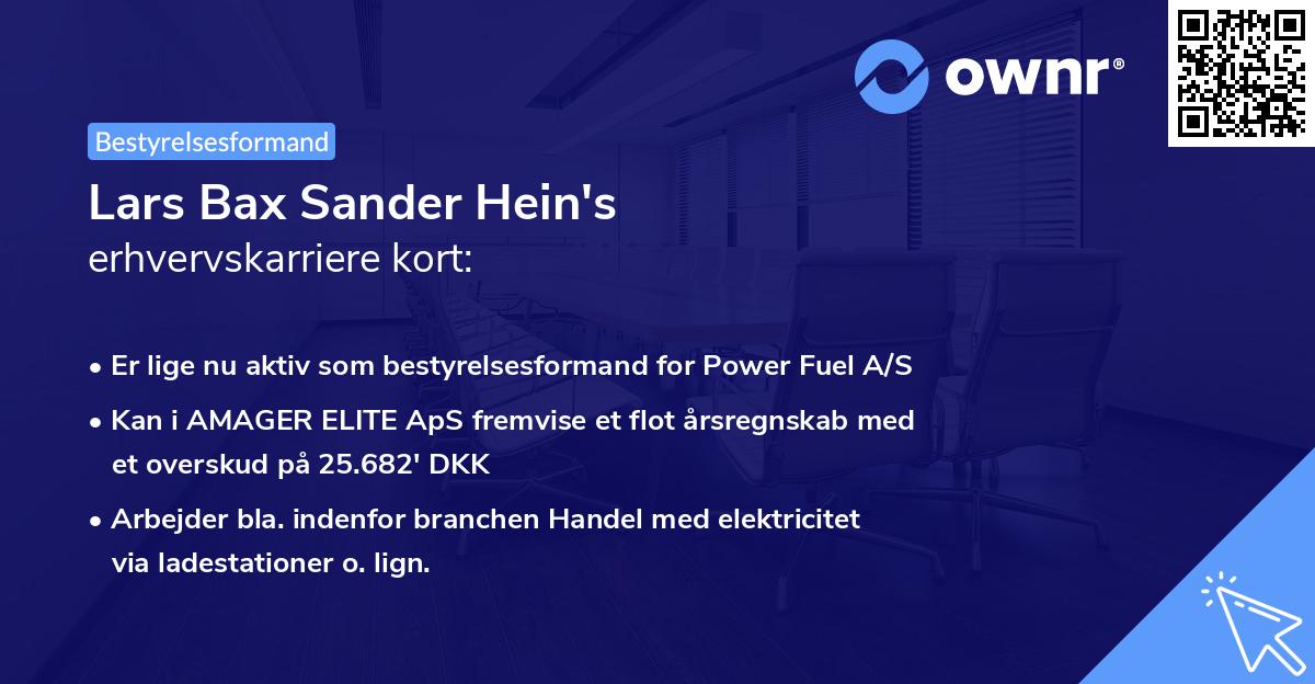 Lars Bax Sander Hein's erhvervskarriere kort