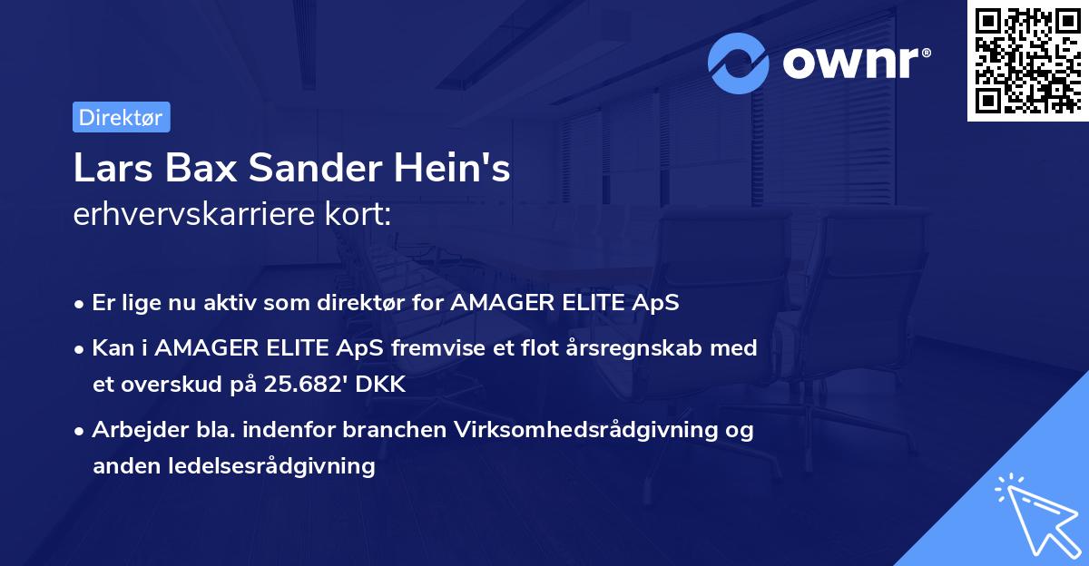 Lars Bax Sander Hein's erhvervskarriere kort