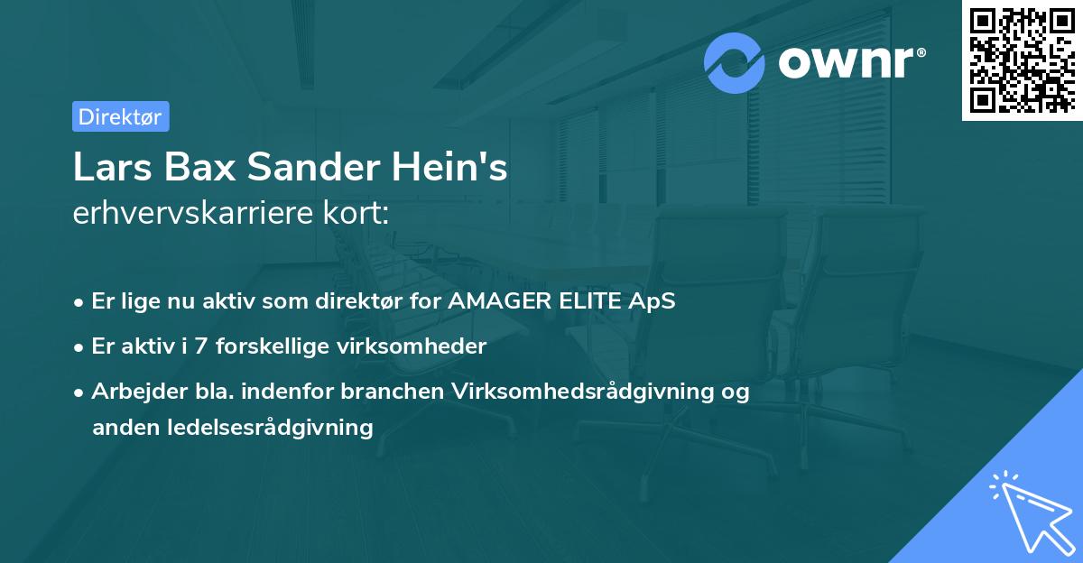 Lars Bax Sander Hein's erhvervskarriere kort