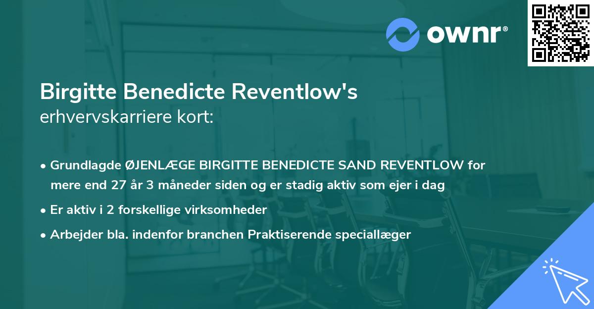 Birgitte Benedicte Reventlow's erhvervskarriere kort