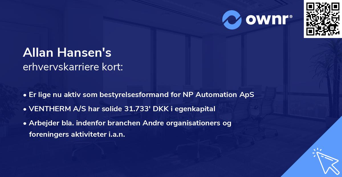 Allan Hansen's erhvervskarriere kort