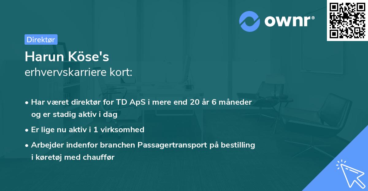 Harun Köse's erhvervskarriere kort