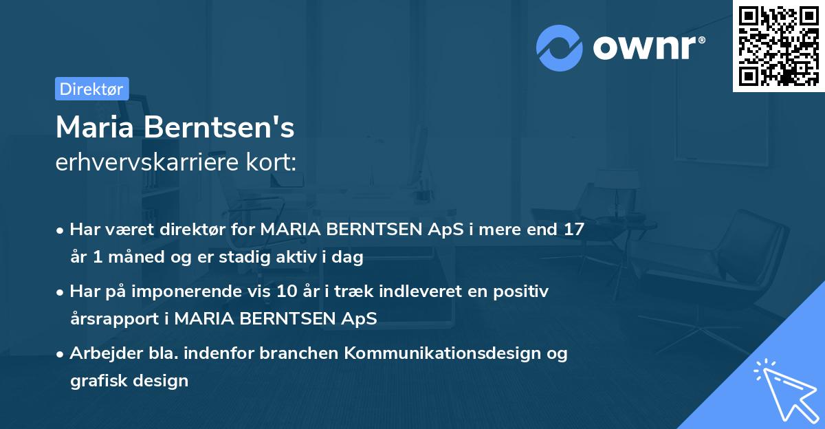 Maria Berntsen's erhvervskarriere kort