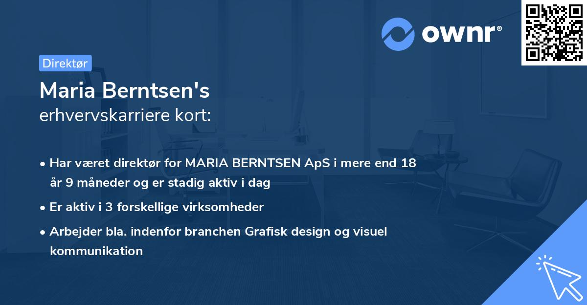 Maria Berntsen's erhvervskarriere kort