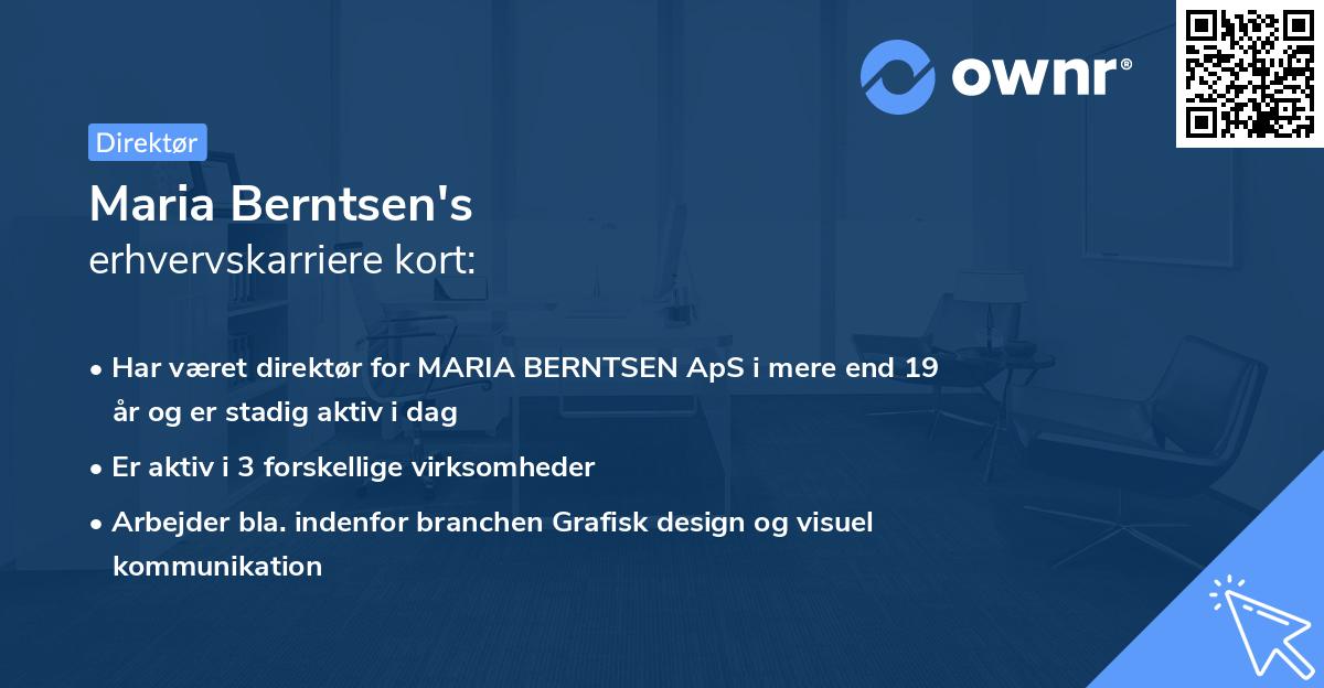 Maria Berntsen's erhvervskarriere kort