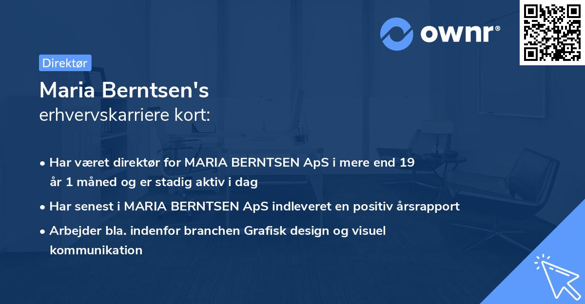 Maria Berntsen's erhvervskarriere kort