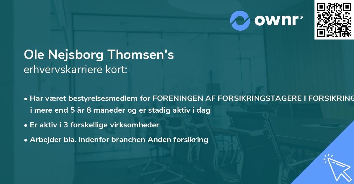 Ole Nejsborg Thomsen's erhvervskarriere kort