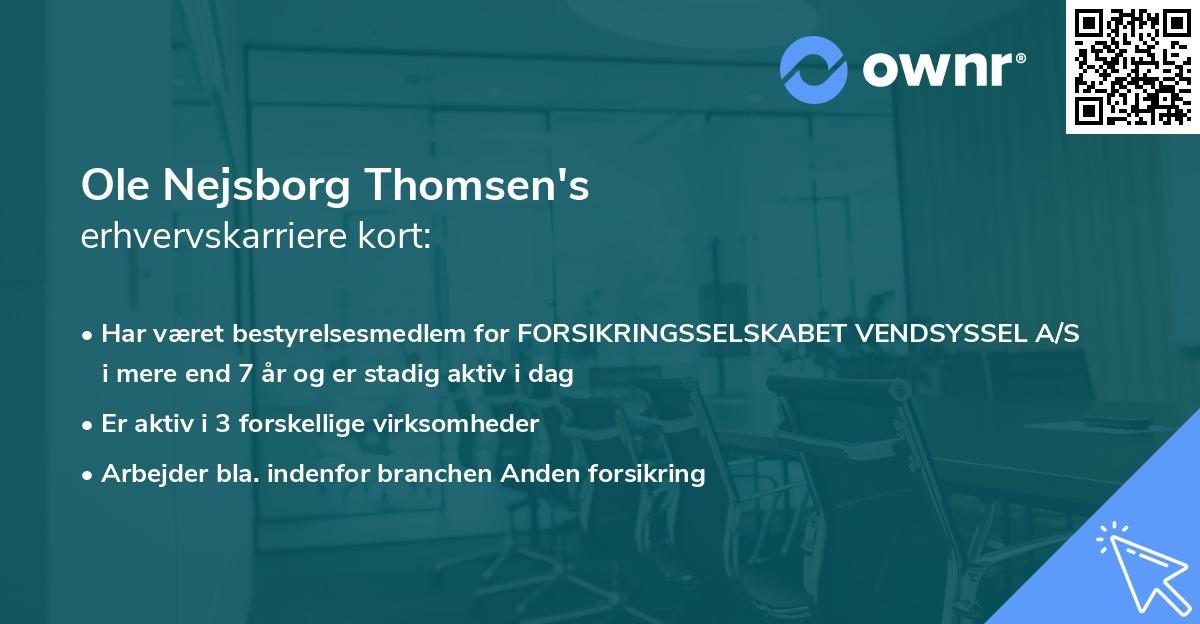 Ole Nejsborg Thomsen's erhvervskarriere kort