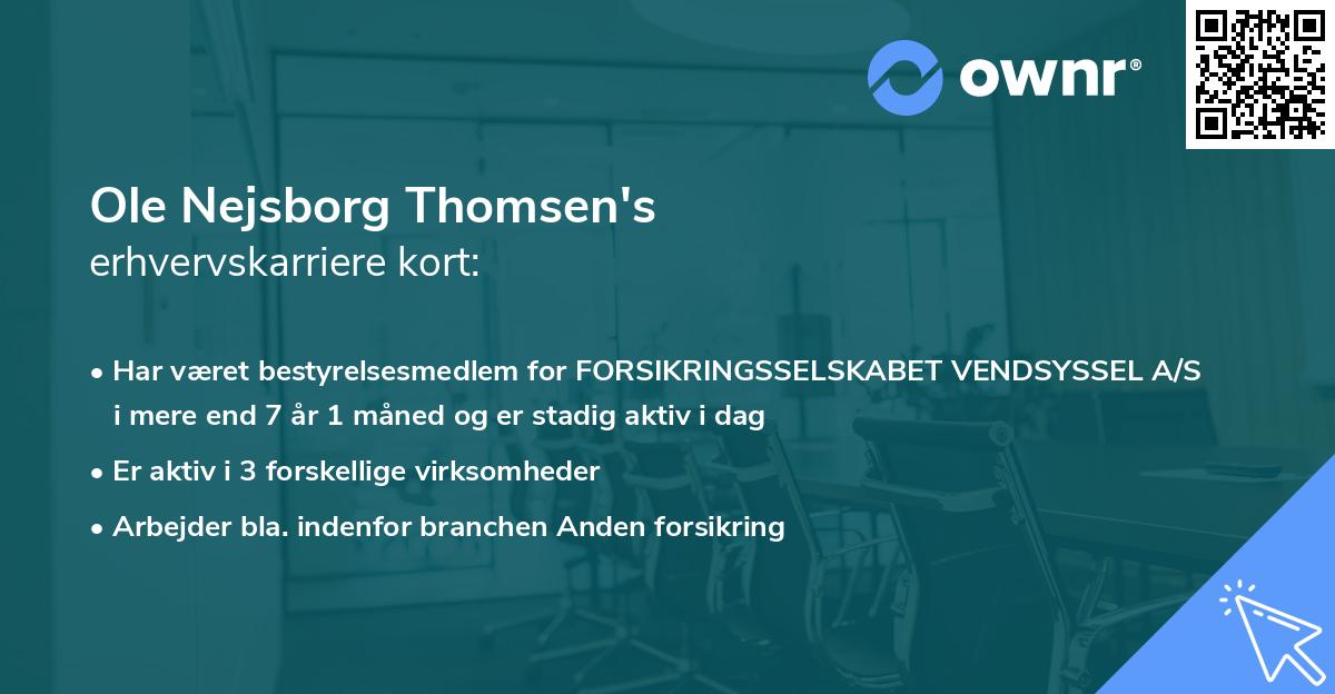 Ole Nejsborg Thomsen's erhvervskarriere kort