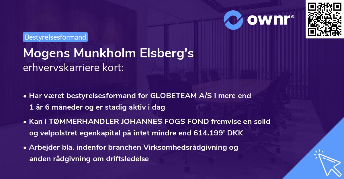 Mogens Munkholm Elsberg's erhvervskarriere kort