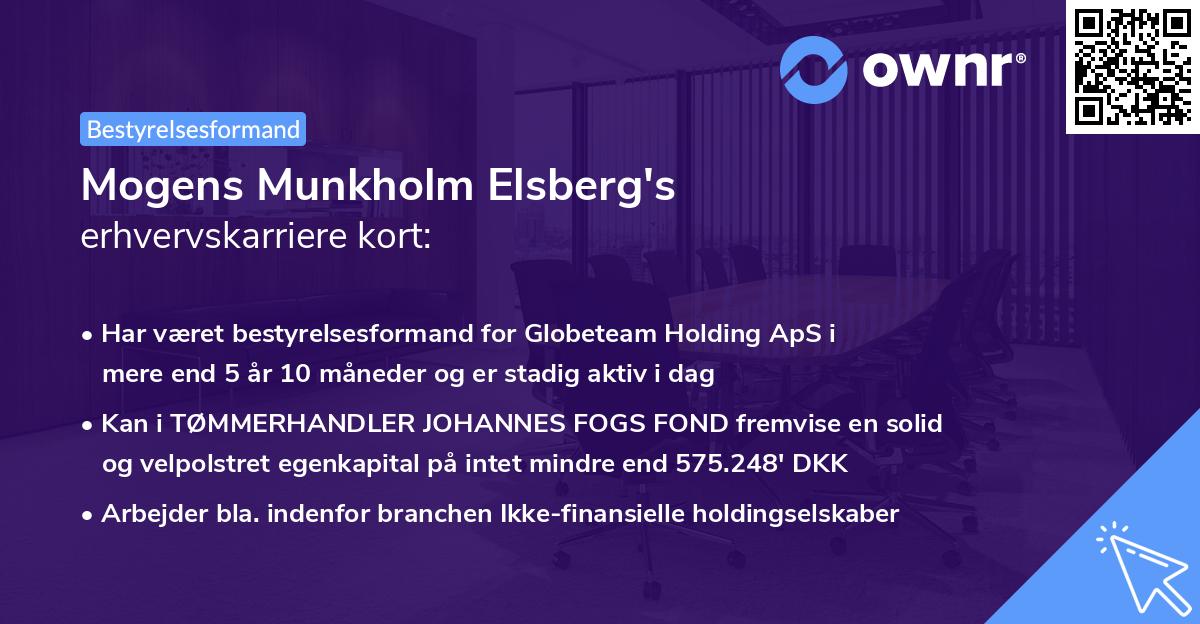 Mogens Munkholm Elsberg's erhvervskarriere kort