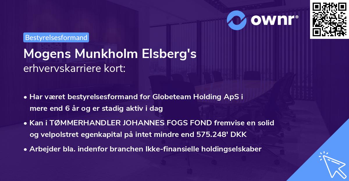 Mogens Munkholm Elsberg's erhvervskarriere kort