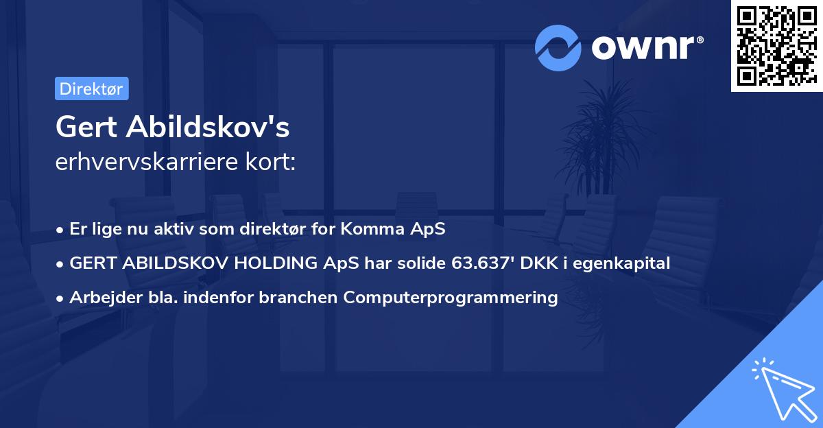 Gert Abildskov's erhvervskarriere kort