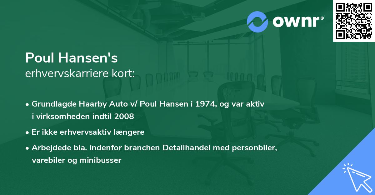 Poul Hansen's erhvervskarriere kort