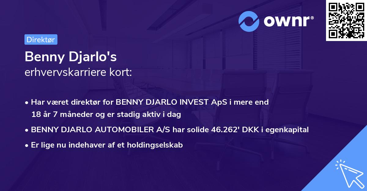 Benny Djarlo's erhvervskarriere kort