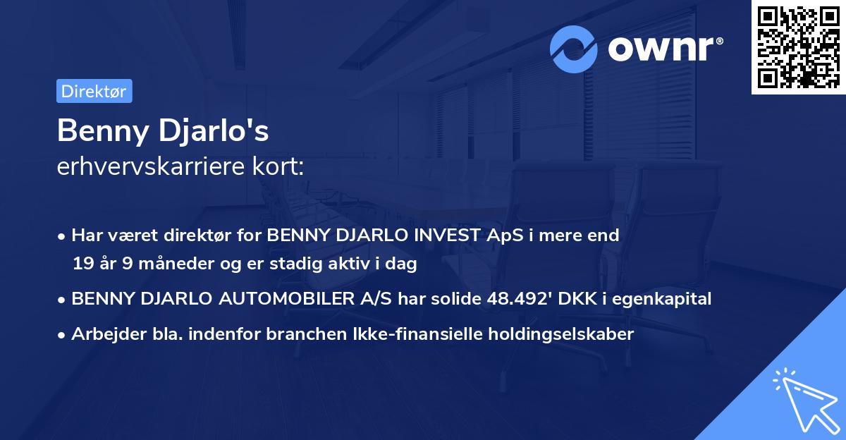 Benny Djarlo's erhvervskarriere kort