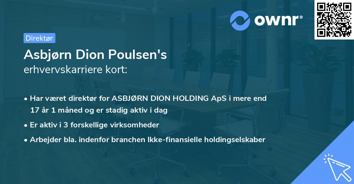 Asbjørn Dion Poulsen's erhvervskarriere kort