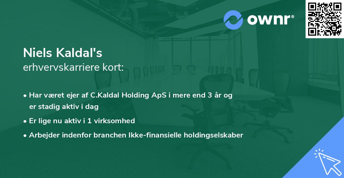 Niels Kaldal's erhvervskarriere kort