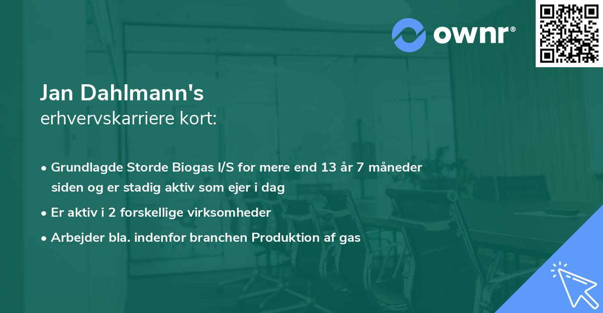 Jan Dahlmann's erhvervskarriere kort