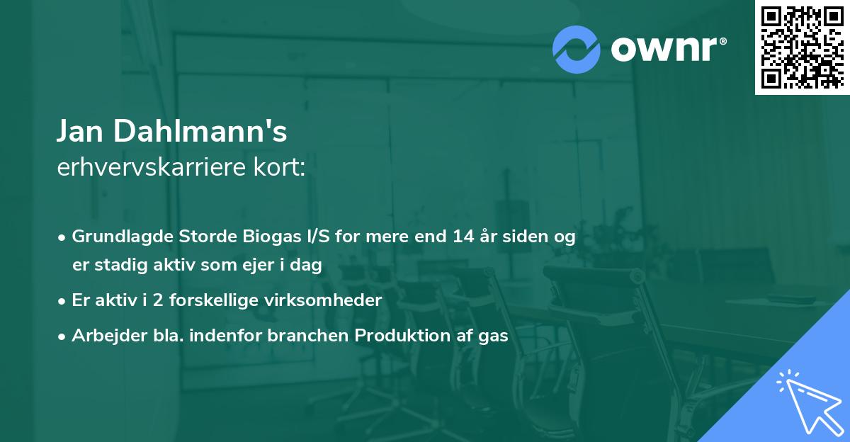 Jan Dahlmann's erhvervskarriere kort