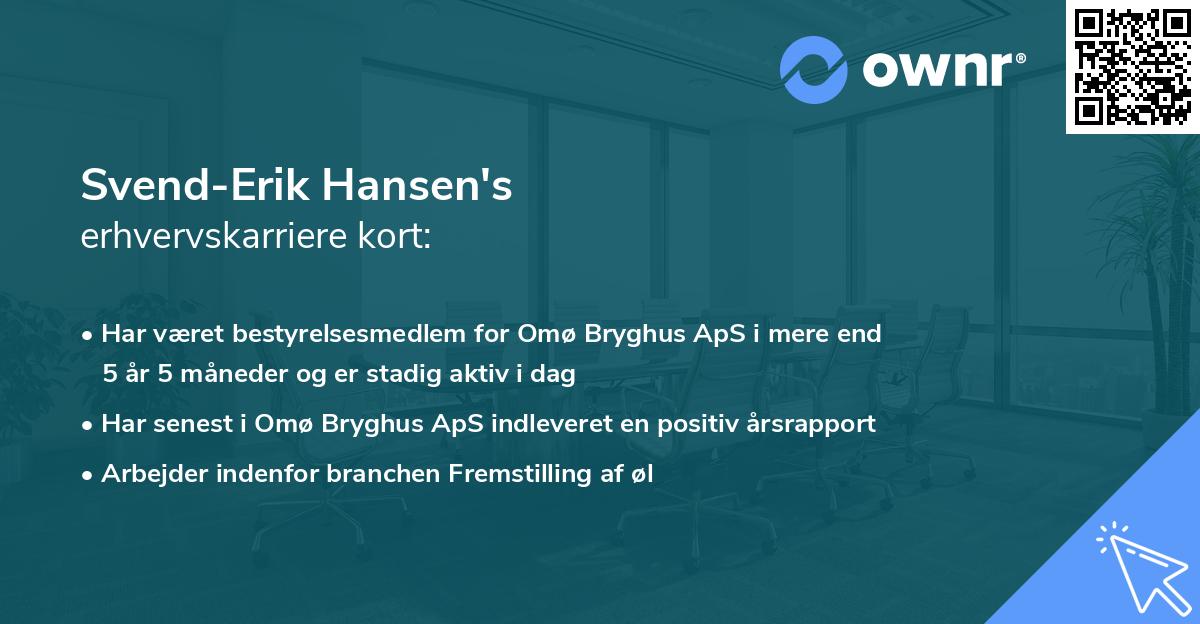 Svend-Erik Hansen's erhvervskarriere kort