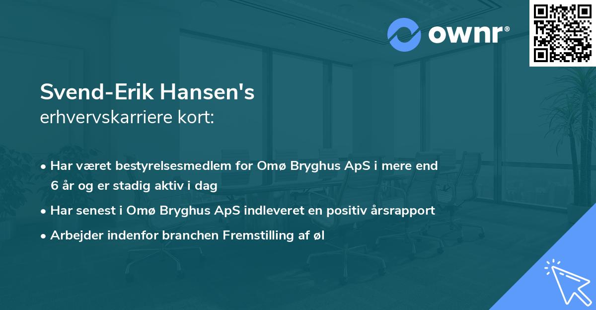 Svend-Erik Hansen's erhvervskarriere kort