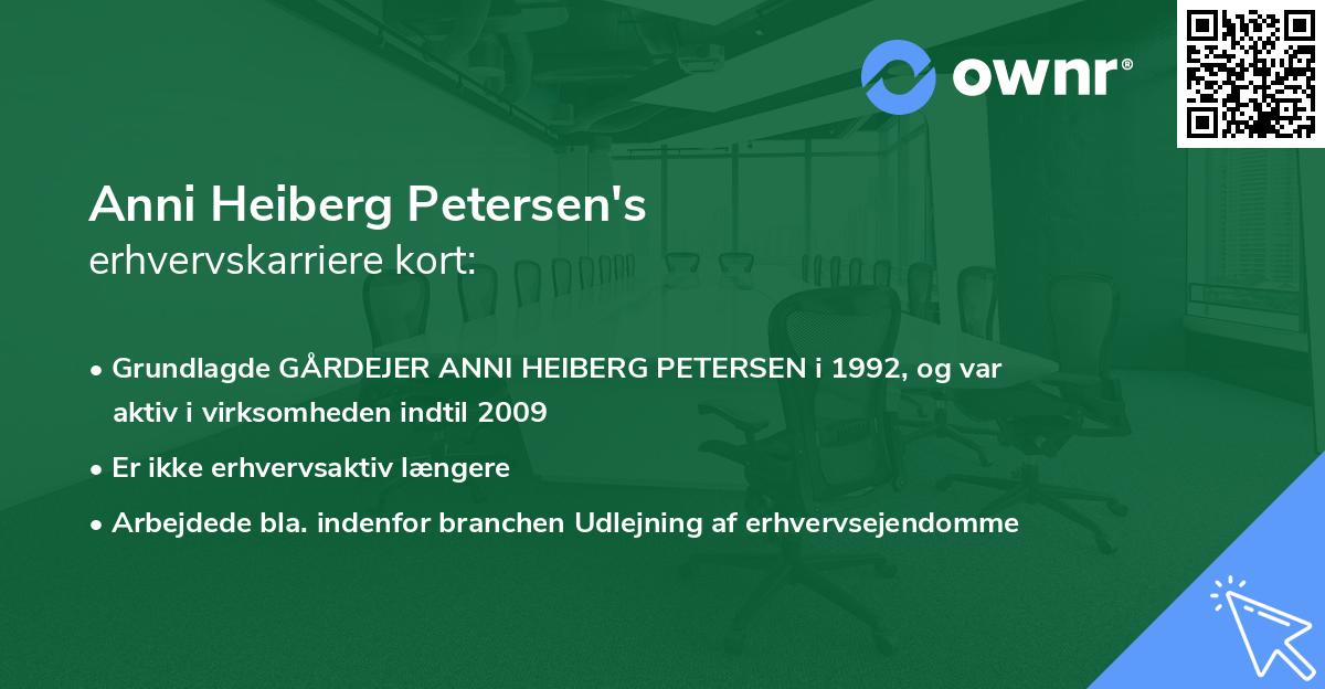 Anni Heiberg Petersen's erhvervskarriere kort