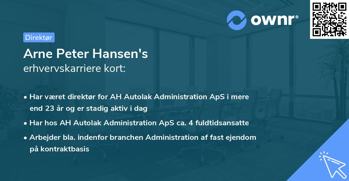 Arne Peter Hansen's erhvervskarriere kort