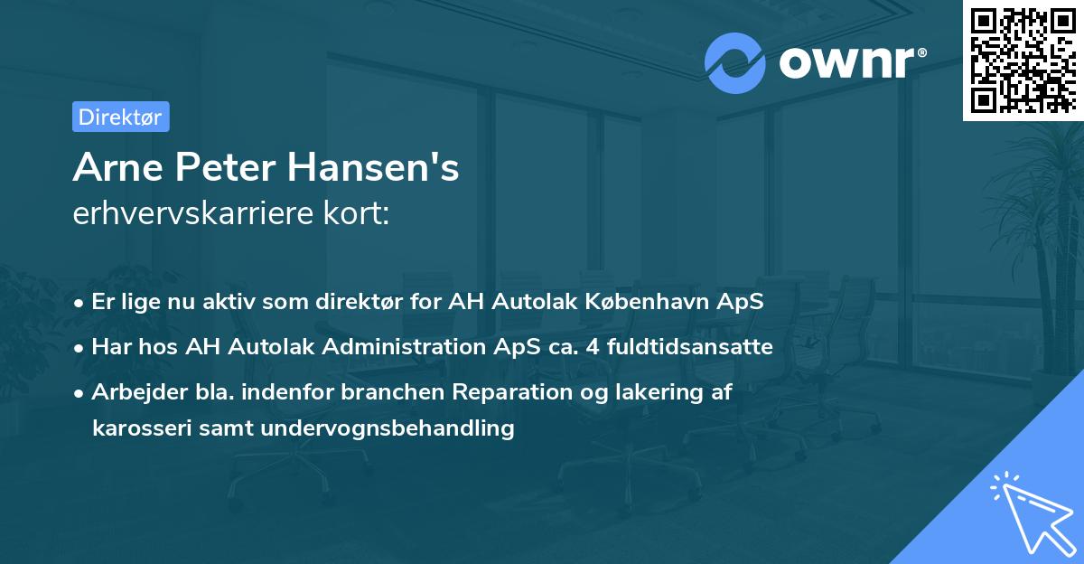 Arne Peter Hansen's erhvervskarriere kort