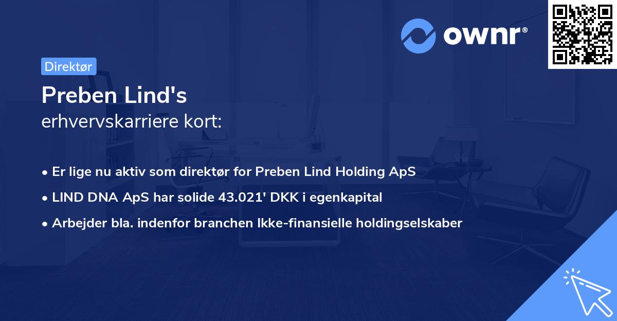 Preben Lind's erhvervskarriere kort