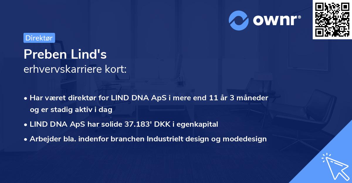 Preben Lind's erhvervskarriere kort