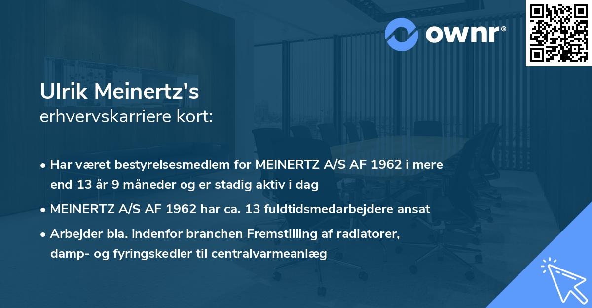 Ulrik Meinertz's erhvervskarriere kort