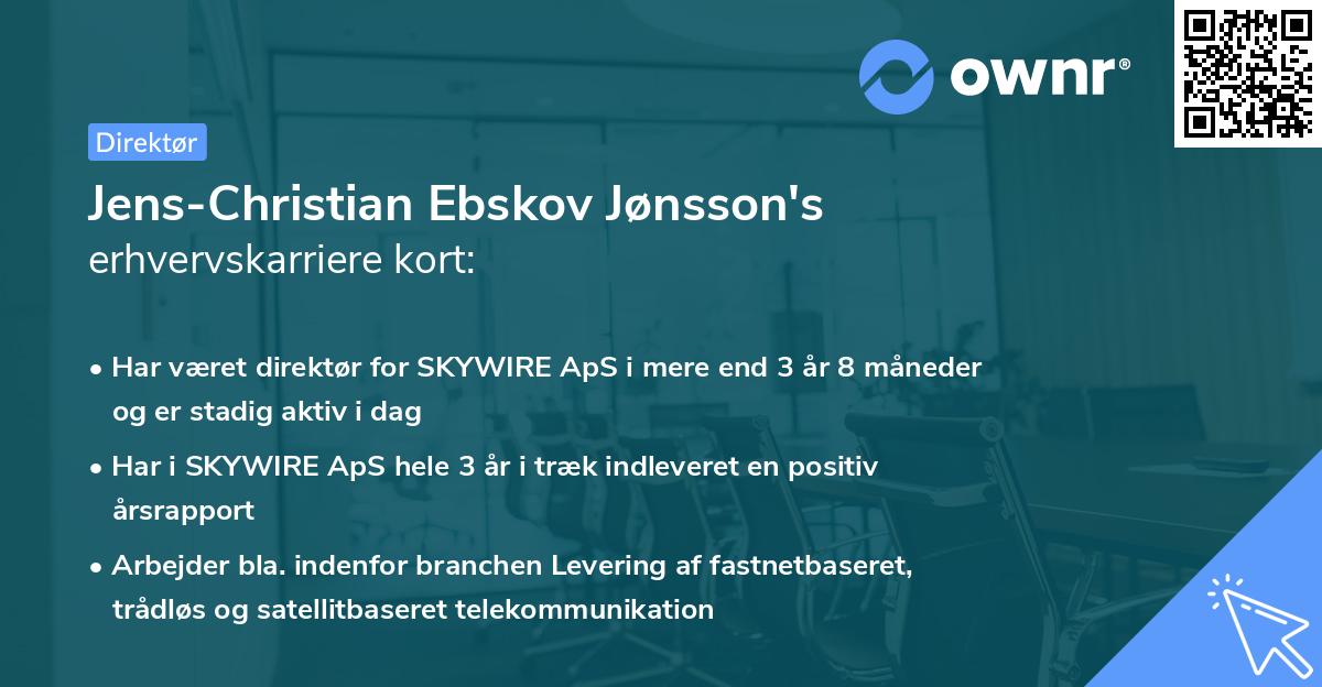 Jens-Christian Ebskov Jønsson's erhvervskarriere kort