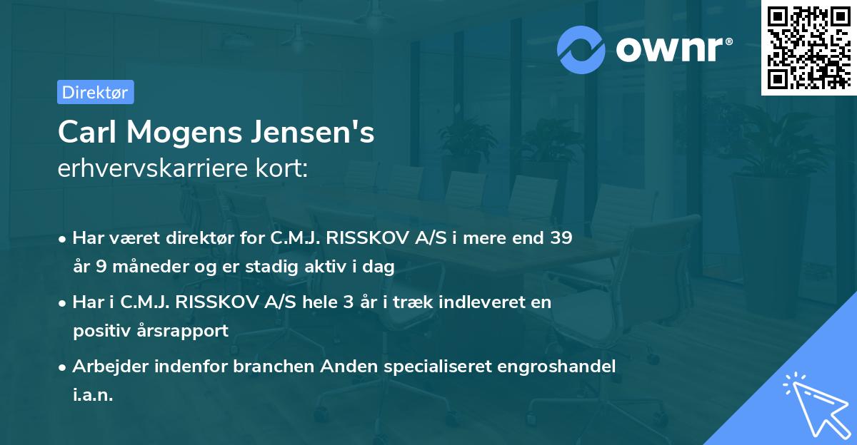 Carl Mogens Jensen's erhvervskarriere kort